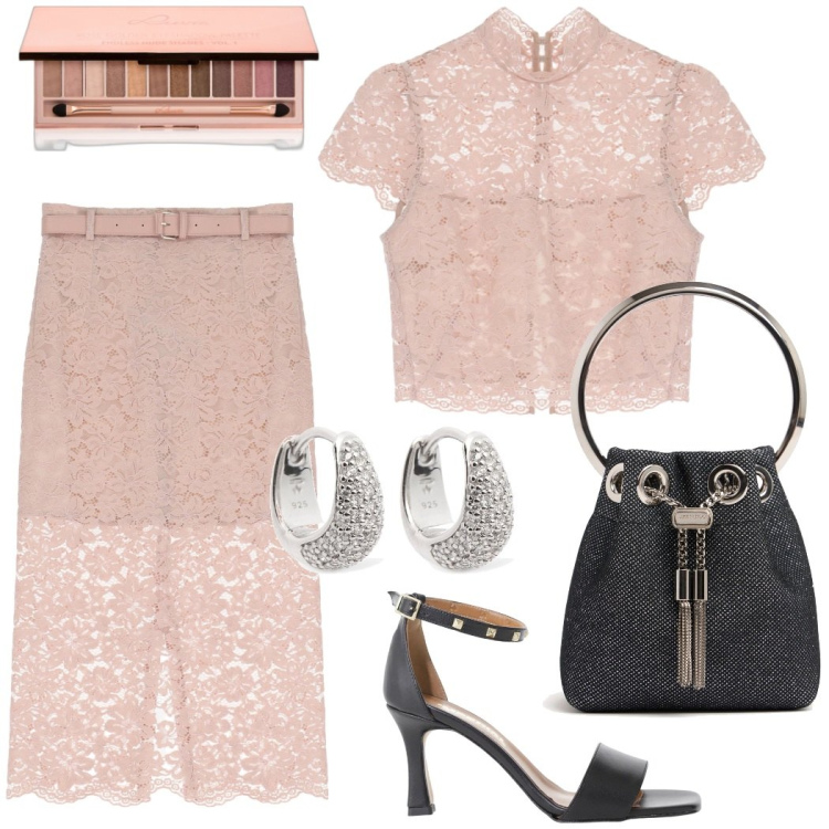 Outfit donna - Il completo di pizzo per la cerimonia. Stile Bon Ton per Cerimonia. Abbinamento con ombretti, gonne longuette, top, sandali col tacco, orecchini, borse a spalla.