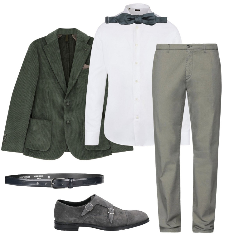 Outfit uomo - Con il farfallino. Stile Business/Elegante per Cerimonia. Abbinamento con cinture, scarpe stringate, pantaloni, cravatte, giacche, camicie.