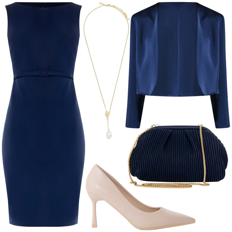 Outfit donna - Capi spalla primaverili. Stile Bon Ton per Cerimonia. Abbinamento con collane, décolleté, vestiti a tubino, bolero, pochette.