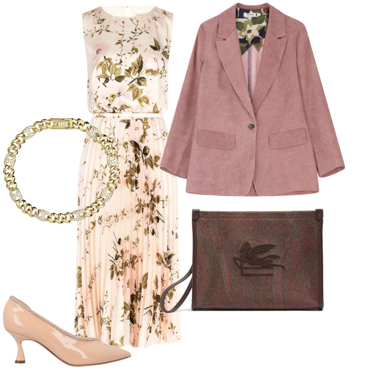 Outfit donna - Classico abito da cerimonia. Stile Bon Ton per Cerimonia. Abbinamento con décolleté, braccialetti, vestiti midi/longuette, blazer, clutch.