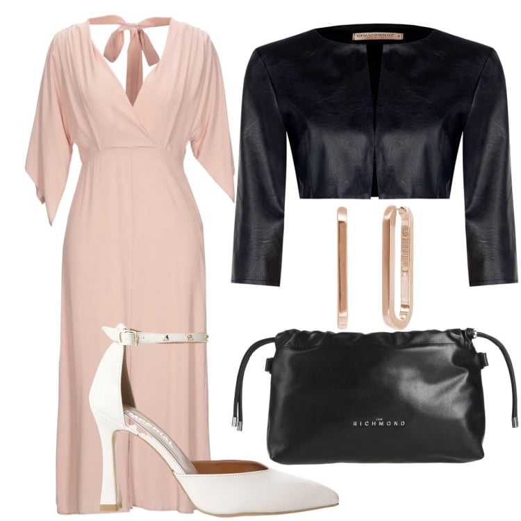 Outfit donna - Cerimonia in lungo. Stile Chic per Cerimonia. Abbinamento con vestiti midi/longuette, borse a mano, décolleté, orecchini, bolero.