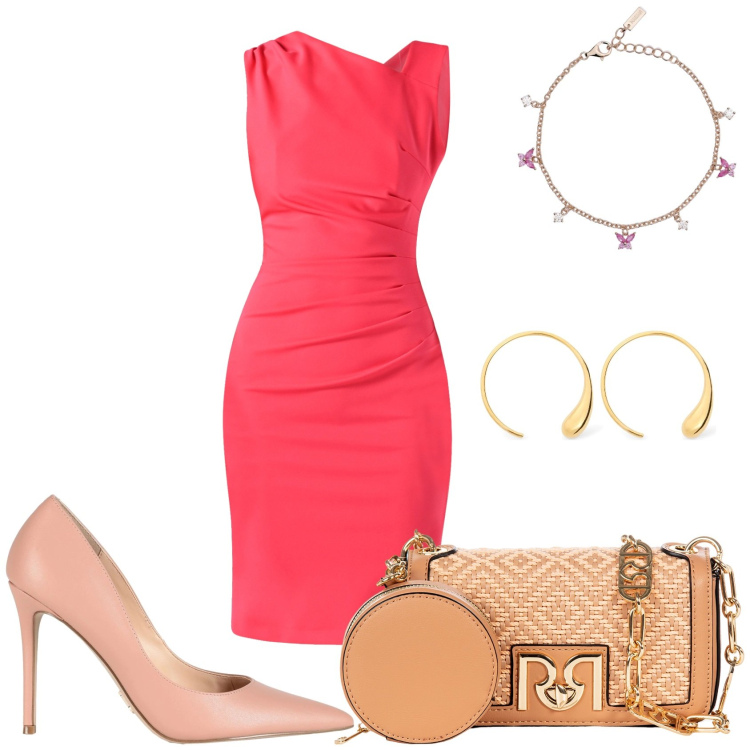 Outfit donna - Il colore è la mia vita. Stile Casual chic per Tutti i giorni. Abbinamento con décolleté, vestiti asimmetrici, borse a tracolla, braccialetti, orecchini.