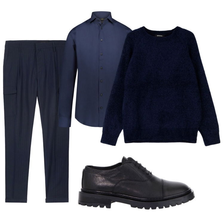 Outfit uomo - Total look #2089677. Stile Business/Elegante per Tutti i giorni. Abbinamento con scarpe stringate, maglieria, camicie, pantaloni cargo.