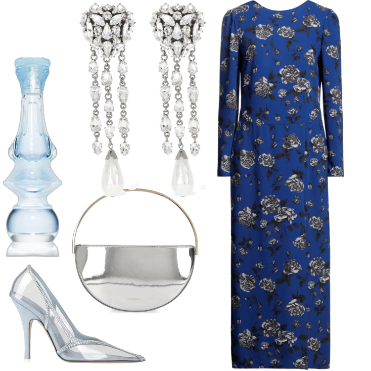 Outfit donna - La sera più romantica. Stile Romantica per Serata fuori. Abbinamento con décolleté, vestiti lunghi, profumi, pochette, orecchini.