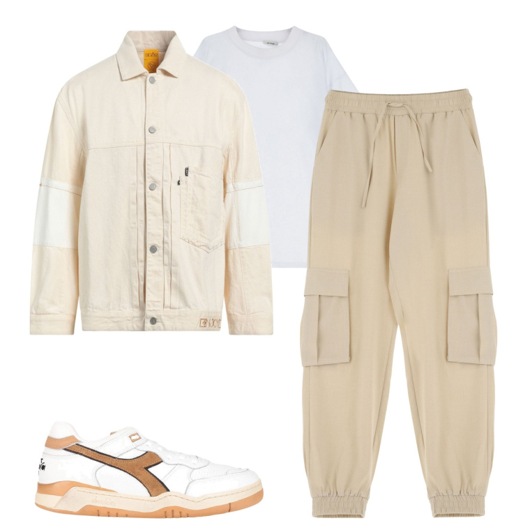 Outfit uomo - City. Stile Casual per Tutti i giorni. Abbinamento con sneakers, giacche, pantaloni cargo, t-shirt.