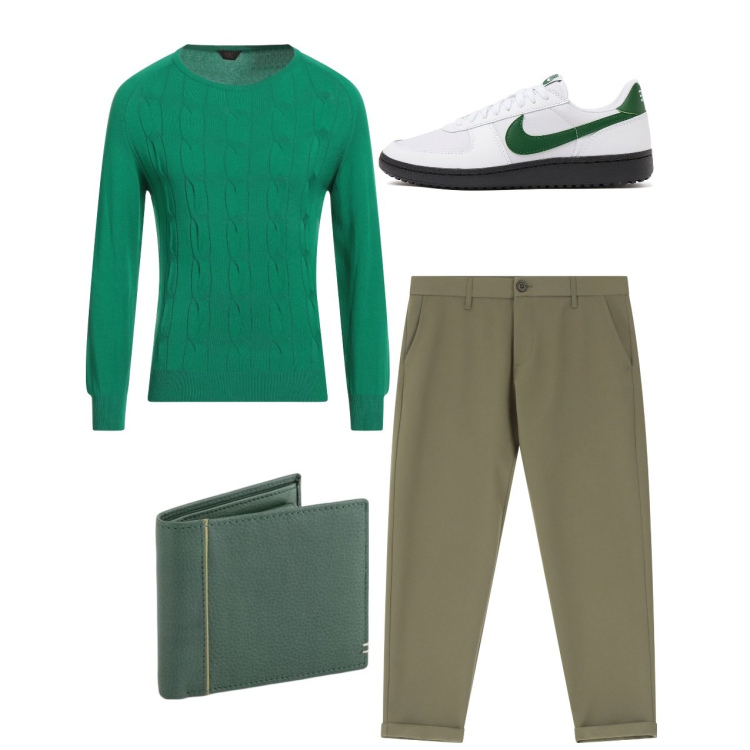 Outfit uomo - City. Stile Casual per Tutti i giorni. Abbinamento con pullovers, pantaloni chino, sneakers, portafogli.