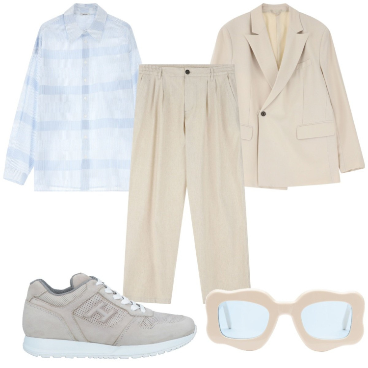 Outfit uomo - Total look #2089809. Stile Trendy per Tutti i giorni. Abbinamento con sneakers, pantaloni, giacche, camicie, occhiali da sole.