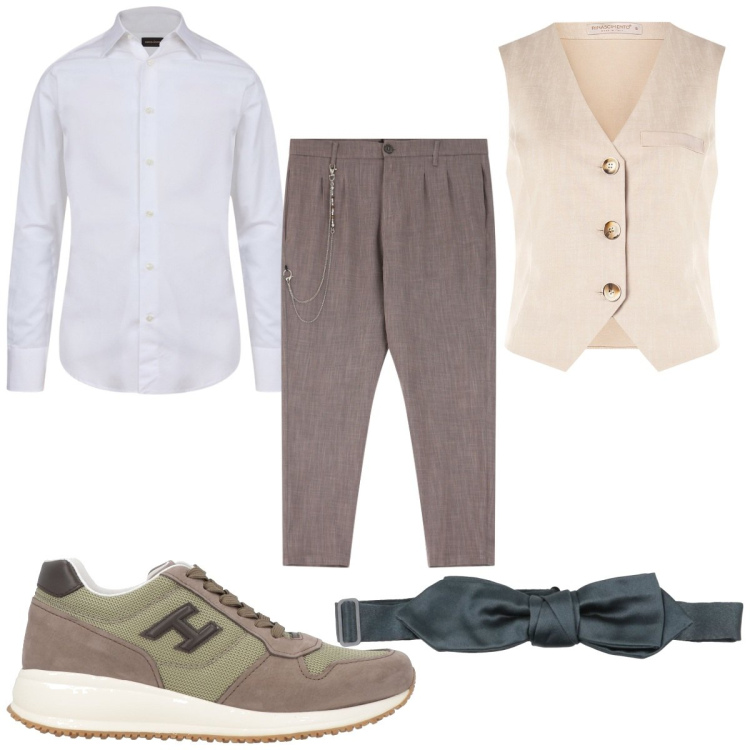 Outfit uomo - Total look #2089812. Stile Business/Elegante per Ufficio. Abbinamento con sneakers, cravatte, pantaloni, gilet, camicie.