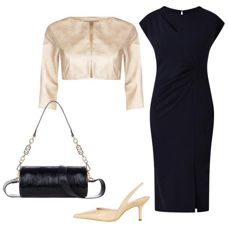 Outfit donna - Total look #2089889. Stile Bon Ton per Cerimonia. Abbinamento con bolero, vestiti midi/longuette, décolleté, borse a mano.