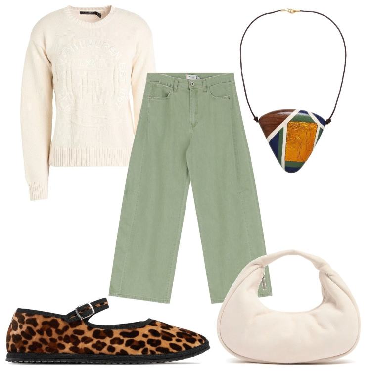 Outfit donna - Total look #2089950. Stile Etnico per Tutti i giorni. Abbinamento con collane, pullovers, pantaloni a palazzo, ballerine, borse a mano.