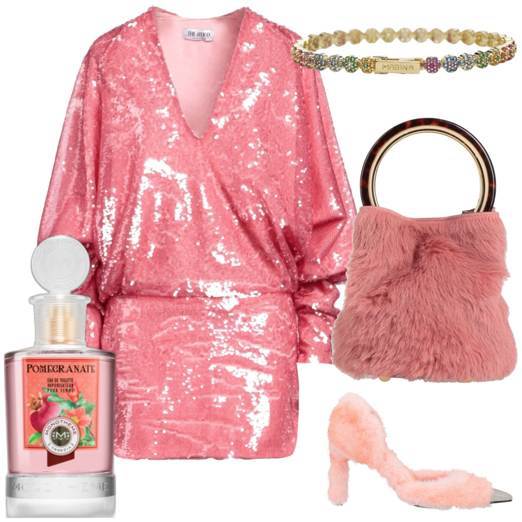 Outfit donna - Accessori ancora pelosetti. Stile Glamour per Serata fuori. Abbinamento con décolleté, borse a mano, vestiti corti, profumi, braccialetti.