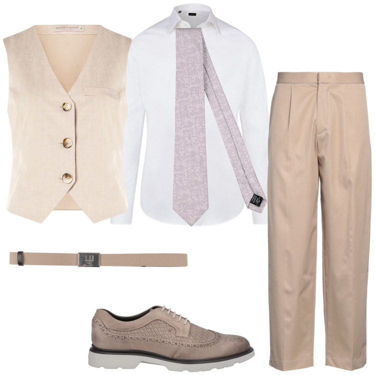 Outfit uomo - Cerimonia di primavera. Stile Business/Elegante per Cerimonia. Abbinamento con scarpe stringate, pantaloni, cinture, cravatte, gilet, camicie.