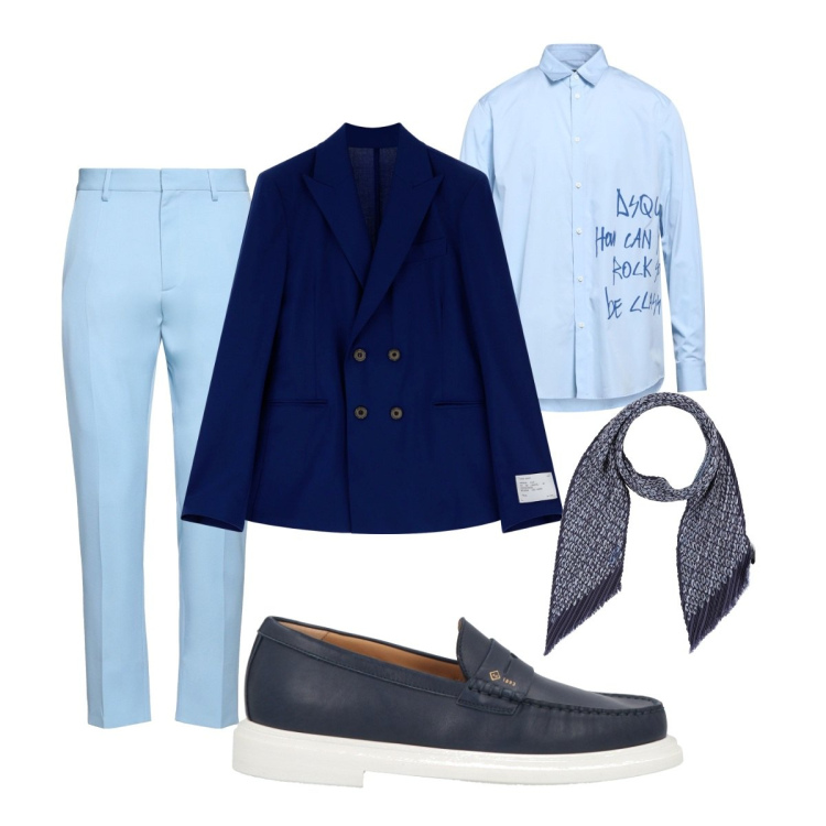 Outfit uomo - Chic. Stile Business/Elegante per Tutti i giorni. Abbinamento con scarpe stringate, sciarpe, pantaloni, camicie, giacche.