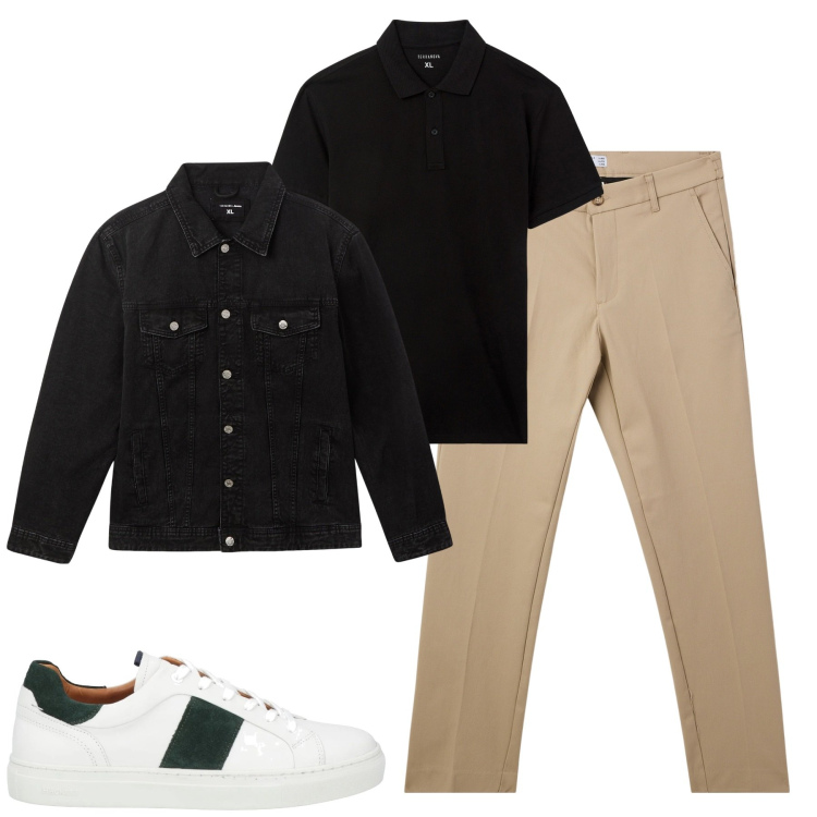 Outfit uomo - Marzo. Stile Casual per Tutti i giorni. Abbinamento con sneakers, giacche, pantaloni chino, polo.