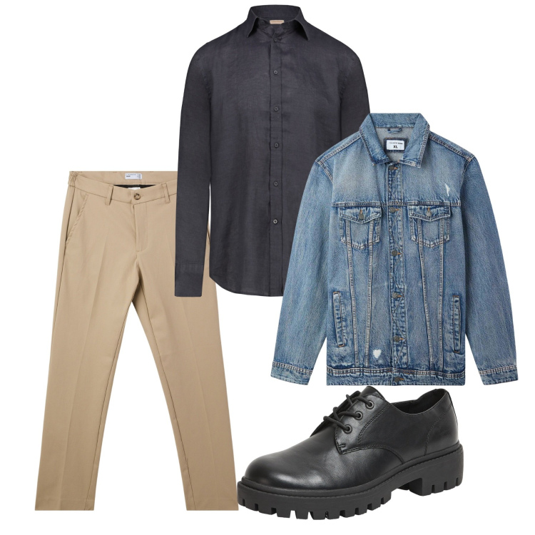 Outfit uomo - Marzo. Stile Casual per Tutti i giorni. Abbinamento con giacche, pantaloni chino, scarpe stringate, camicie.