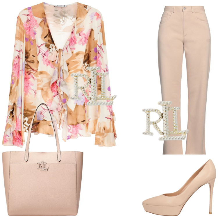 Outfit donna - Total look #2090285. Abbinamento con pantaloni, décolleté, camicie, orecchini, borse tote.