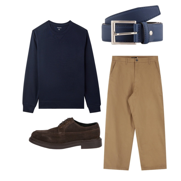 Outfit uomo - City. Stile Casual per Tutti i giorni. Abbinamento con felpe, pantaloni, scarpe stringate, cinture.