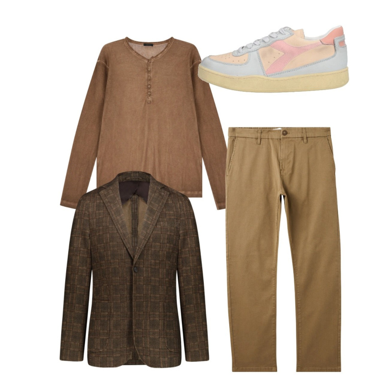 Outfit uomo - City. Stile Casual per Tutti i giorni. Abbinamento con sneakers, pantaloni chino, t-shirt, giacche.
