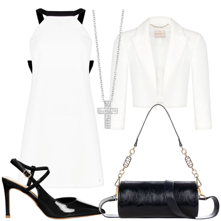 Outfit donna - Total look #2090304. Stile Chic per Cerimonia. Abbinamento con collane, vestiti, borse a mano, décolleté, bolero.