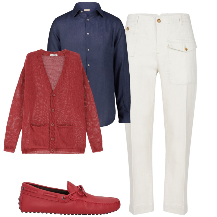 Outfit uomo - City. Stile Trendy per Tutti i giorni. Abbinamento con scarpe stringate, cardigans, camicie, pantaloni.