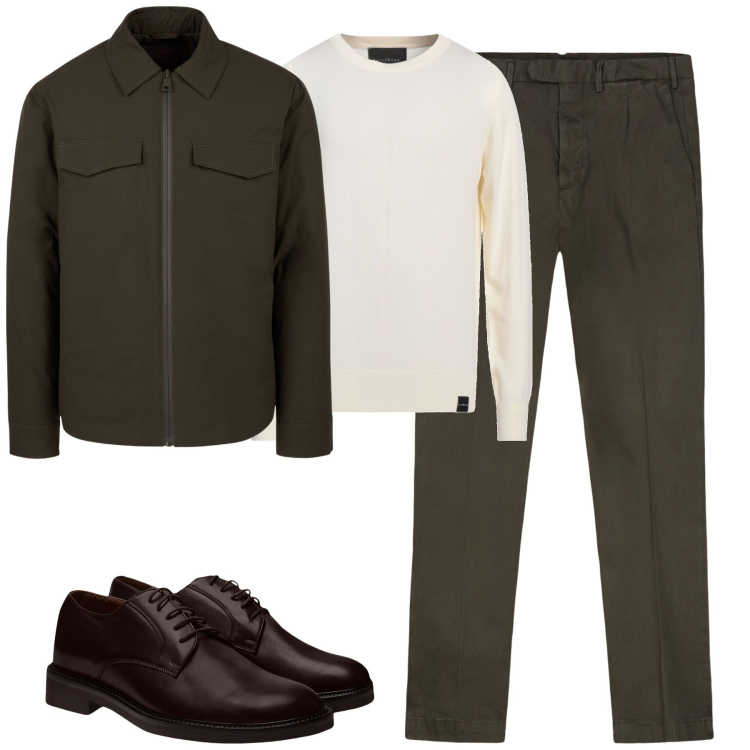 Outfit uomo - City. Stile Urban per Tutti i giorni. Abbinamento con pullovers, scarpe stringate, piumini, pantaloni.