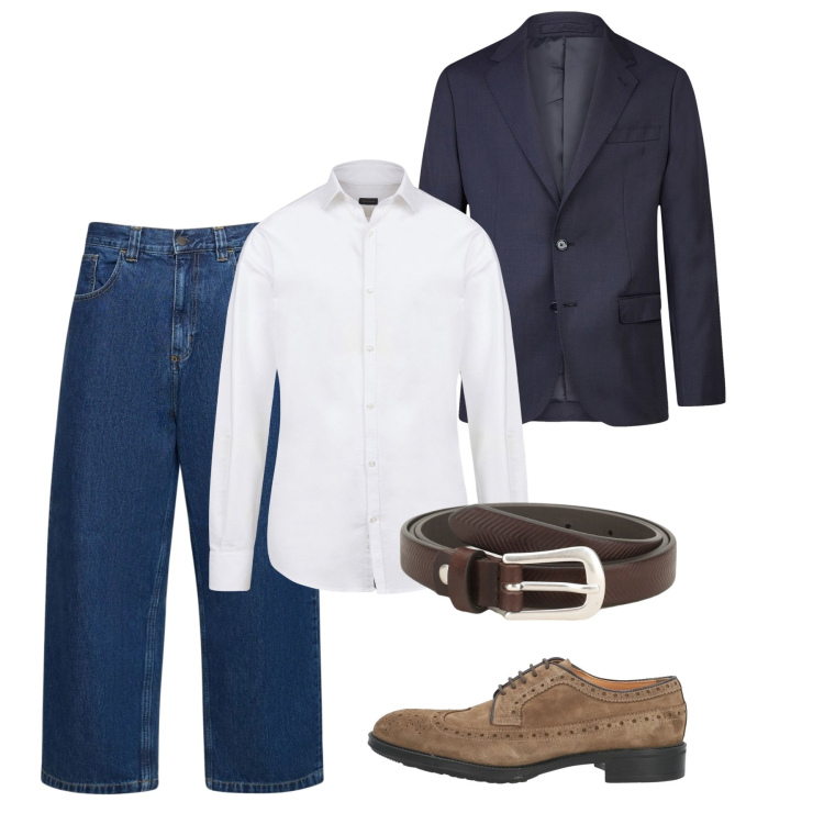 Outfit uomo - Trendy blu. Stile Casual per Tutti i giorni. Abbinamento con scarpe stringate, cinture, abiti, jeans, camicie.