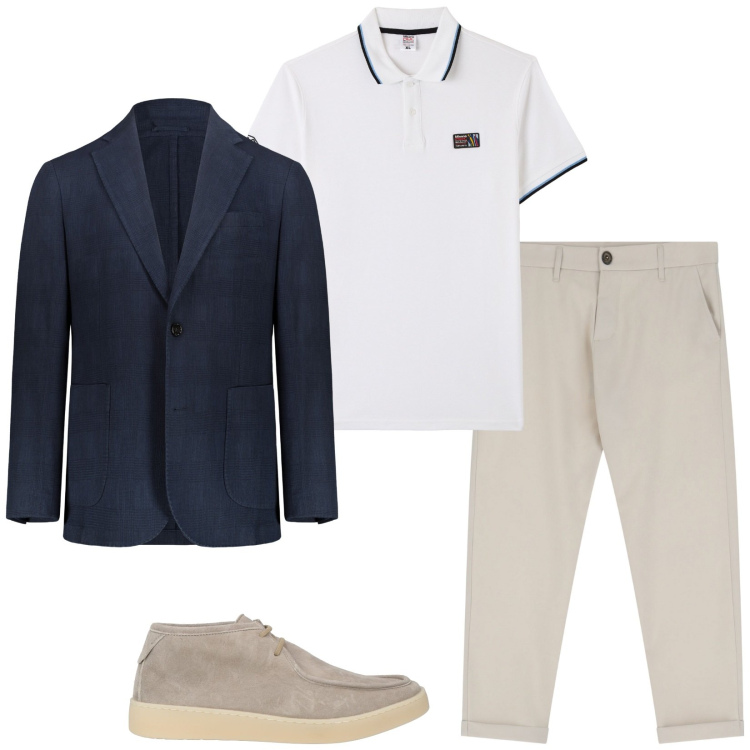 Outfit uomo - La polo sotto la giacca. Stile Casual per Tutti i giorni. Abbinamento con stivali e stivaletti, polo, pantaloni chino, giacche.