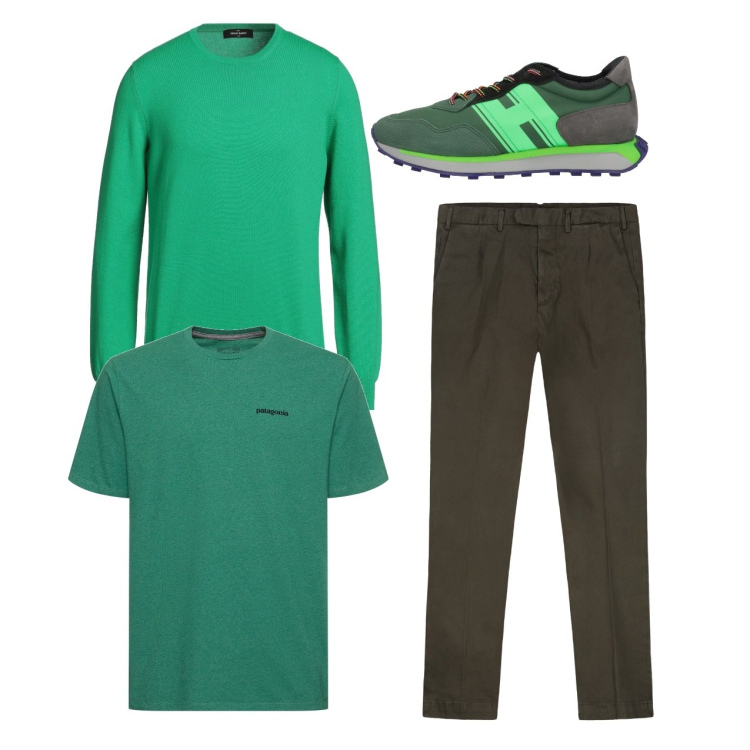 Outfit uomo - City. Stile Casual per Tutti i giorni. Abbinamento con sneakers, pullovers, pantaloni, t-shirt.