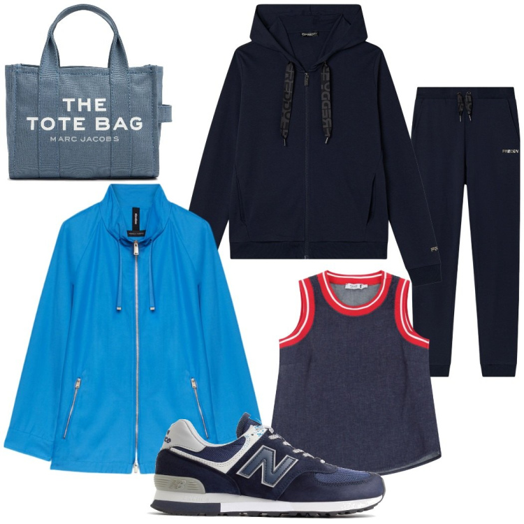 Outfit donna - Sporty chic. Stile Sporty chic per Sport. Abbinamento con sneakers, top, tute, parka, borse tote.