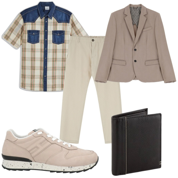Outfit uomo - Total look #2090654. Stile Trendy per Tutti i giorni. Abbinamento con camicie a manica corta, sneakers, pantaloni, giacche, portafogli.