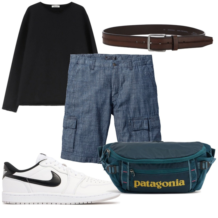 Outfit uomo - Total look #2090675. Stile Trendy per Tutti i giorni. Abbinamento con bermuda, felpe, cinture, sneakers, borse sportive.