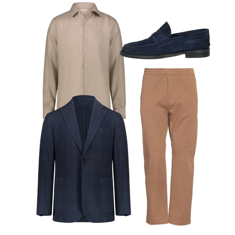 Outfit uomo - City. Stile Casual per Tutti i giorni. Abbinamento con scarpe stringate, pantaloni, giacche, camicie.