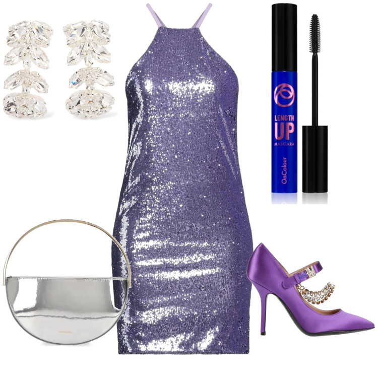 Outfit donna - Look wow. Stile Sexy per Serata fuori. Abbinamento con décolleté, vestiti corti, mascara, pochette, orecchini.