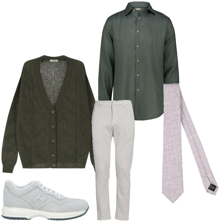 Outfit uomo - Elegantemente. Stile Business/Elegante per Ufficio. Abbinamento con pantaloni, cravatte, sneakers, cardigans, camicie.