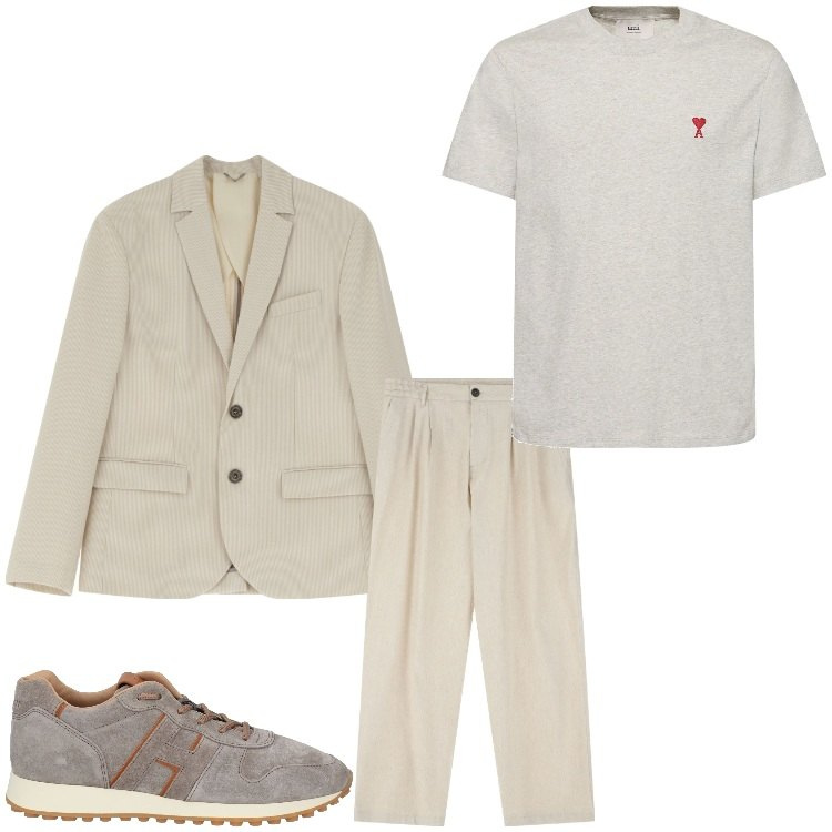 Outfit uomo - Informale. Stile Business/Elegante per Ufficio. Abbinamento con sneakers, pantaloni, giacche, t-shirt.