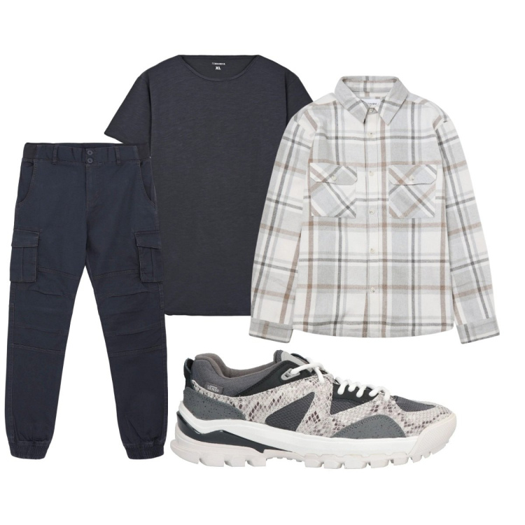Outfit uomo - Total look #2091018. Stile Casual per Tutti i giorni. Abbinamento con sneakers, pantaloni cargo, cappotti, t-shirt.