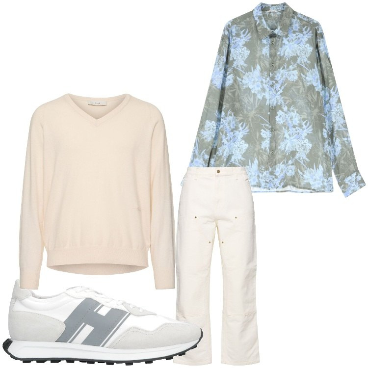 Outfit uomo - W la primavera. Stile Casual per Tutti i giorni. Abbinamento con sneakers, camicie, jeans, pullovers.