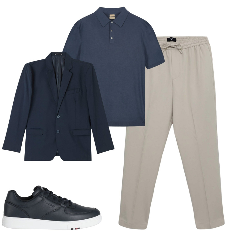 Outfit uomo - City. Stile Urban per Tutti i giorni. Abbinamento con sneakers, polo, giacche, pantaloni.