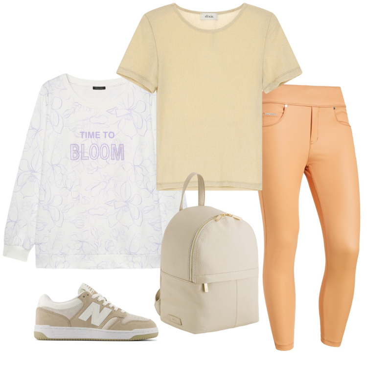 Outfit donna - Time to bloom. Stile Casual per Sport. Abbinamento con sneakers, jeggings, t-shirt, felpe, zaini.