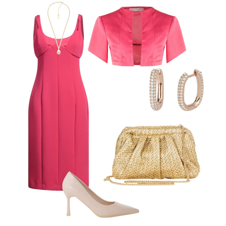 Outfit donna - Festa e ancora festa. per Cerimonia. Abbinamento con vestiti midi/longuette, collane, décolleté, orecchini, bolero, clutch.