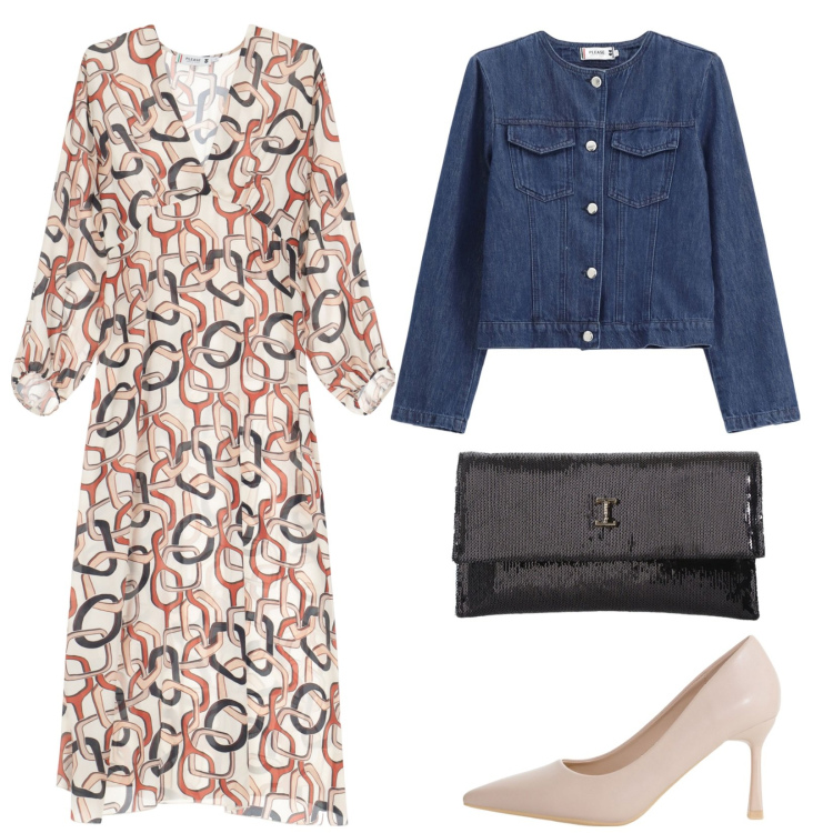 Outfit donna - Il vestito lungo. Stile Casual chic per Serata fuori. Abbinamento con vestiti midi/longuette, blazer, décolleté, borse a tracolla.