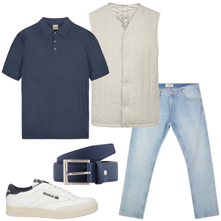 Outfit uomo - Semplice ma efficace. Stile Casual per Tutti i giorni. Abbinamento con sneakers, jeans, piumini, polo, cinture.