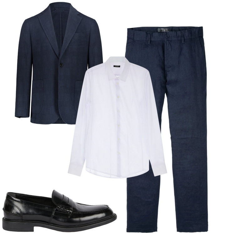 Outfit uomo - City. Stile Business/Elegante per Tutti i giorni. Abbinamento con pantaloni, camicie, giacche, scarpe stringate.