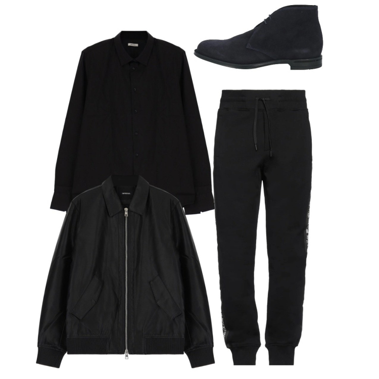 Outfit uomo - Black city. Stile Urban per Tutti i giorni. Abbinamento con pantaloni, stivali e stivaletti, camicie, giacche.