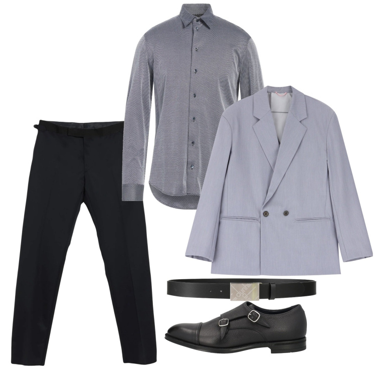 Outfit uomo - Chi la sera esce. Stile Business/Elegante per Serata speciale. Abbinamento con pantaloni, cinture, camicie, scarpe stringate, giacche.