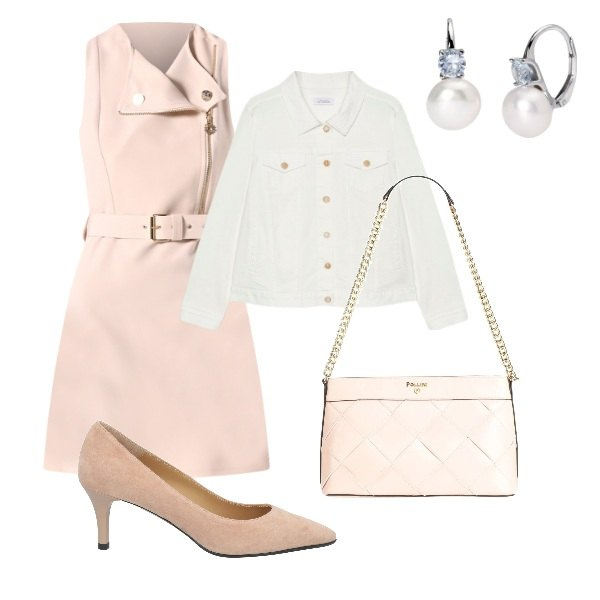 Outfit donna - Serata fuori. Stile Trendy per Serata fuori. Abbinamento con décolleté, borse a spalla, vestiti corti, orecchini, blazer.