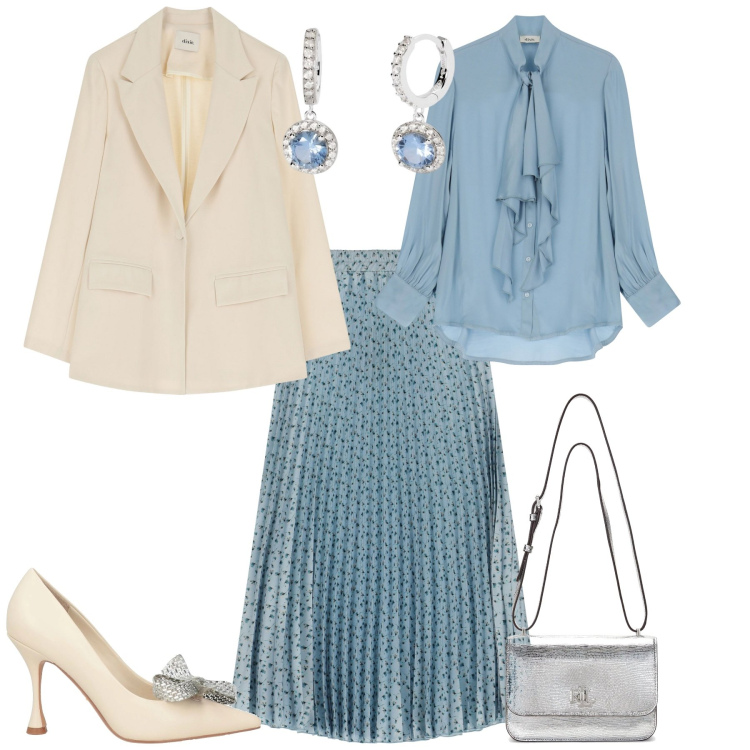 Outfit donna - Cerimonia evento speciale. Stile Bon Ton per Cerimonia. Abbinamento con décolleté, borse a tracolla, orecchini, gonne lunghe, bluse, blazer.