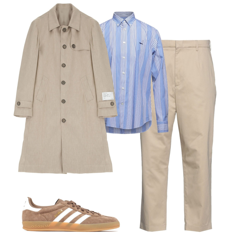 Outfit uomo - Total look #2091474. Stile Urban per Tutti i giorni. Abbinamento con camicie, pantaloni, trench, sneakers.