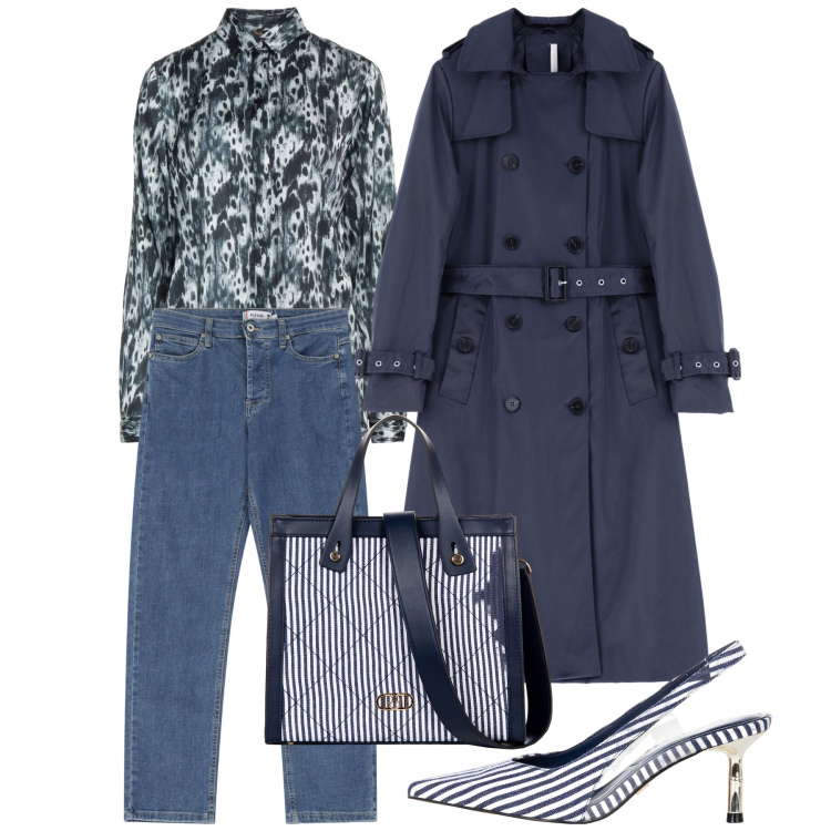 Outfit donna - Il trench versatile - @laurafo. Stile Casual chic per Tutti i giorni. Abbinamento con camicie, jeans dritti, shopping bag, décolleté, trench.