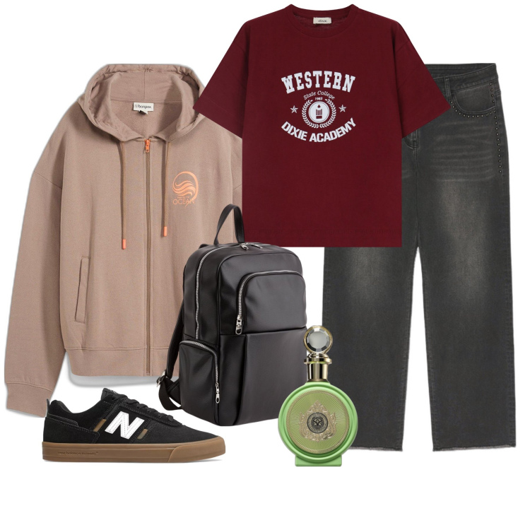Outfit donna - Western. Stile Casual per Tutti i giorni. Abbinamento con felpe con cappuccio, profumi, sneakers, t-shirt, jeans, zaini.